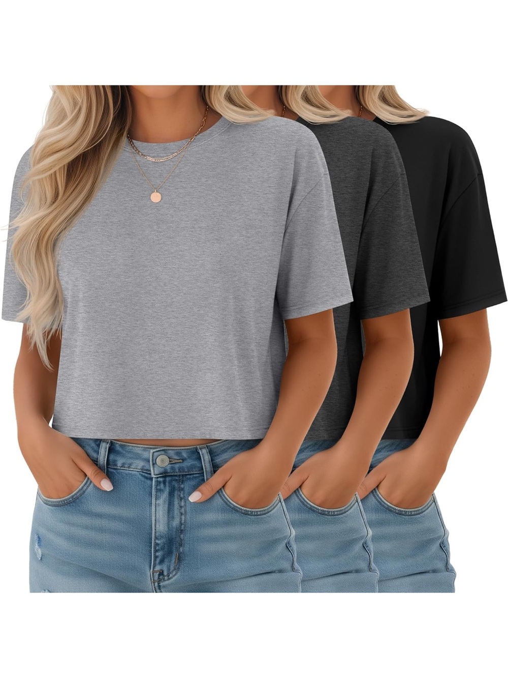 Basic Loose Crop Tshirt 3 PACK - Size larges